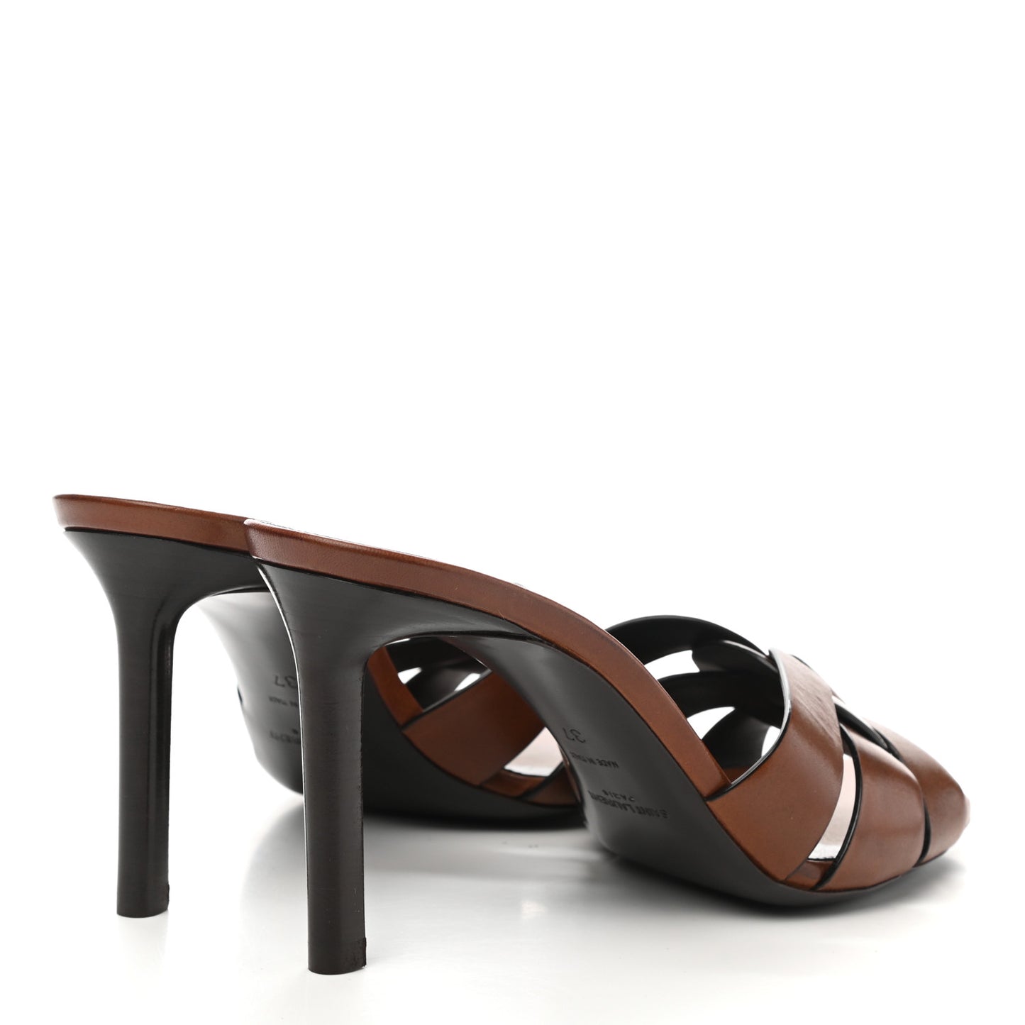 Calfskin Tribute 85 Slide Sandals 37 Amber
