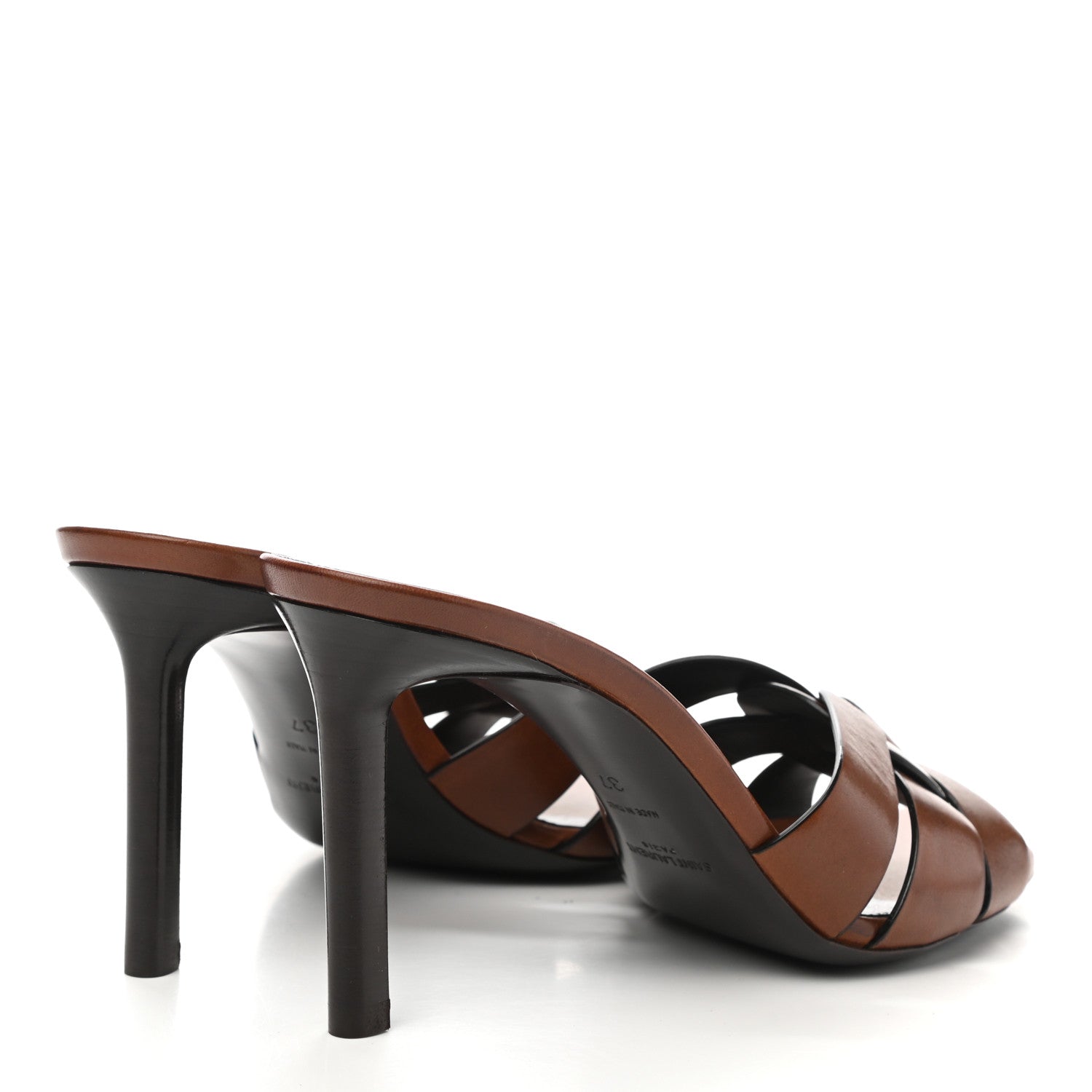 Saint Laurent Calfskin Tribute 85 Slide Sandals 37 Amber 4 of 9