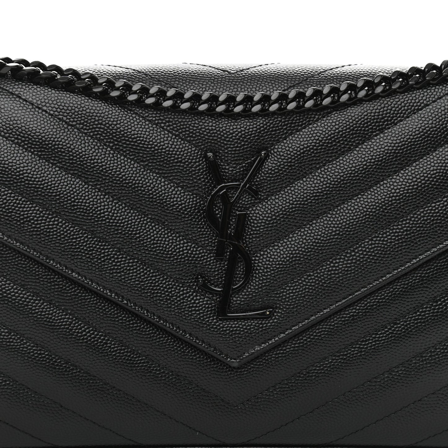 Grain De Poudre Matelasse Chevron Monogram Chain Wallet Black