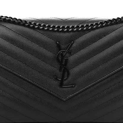 Saint Laurent Grain De Poudre Matelasse Chevron Monogram Chain Wallet Black 8 of 11