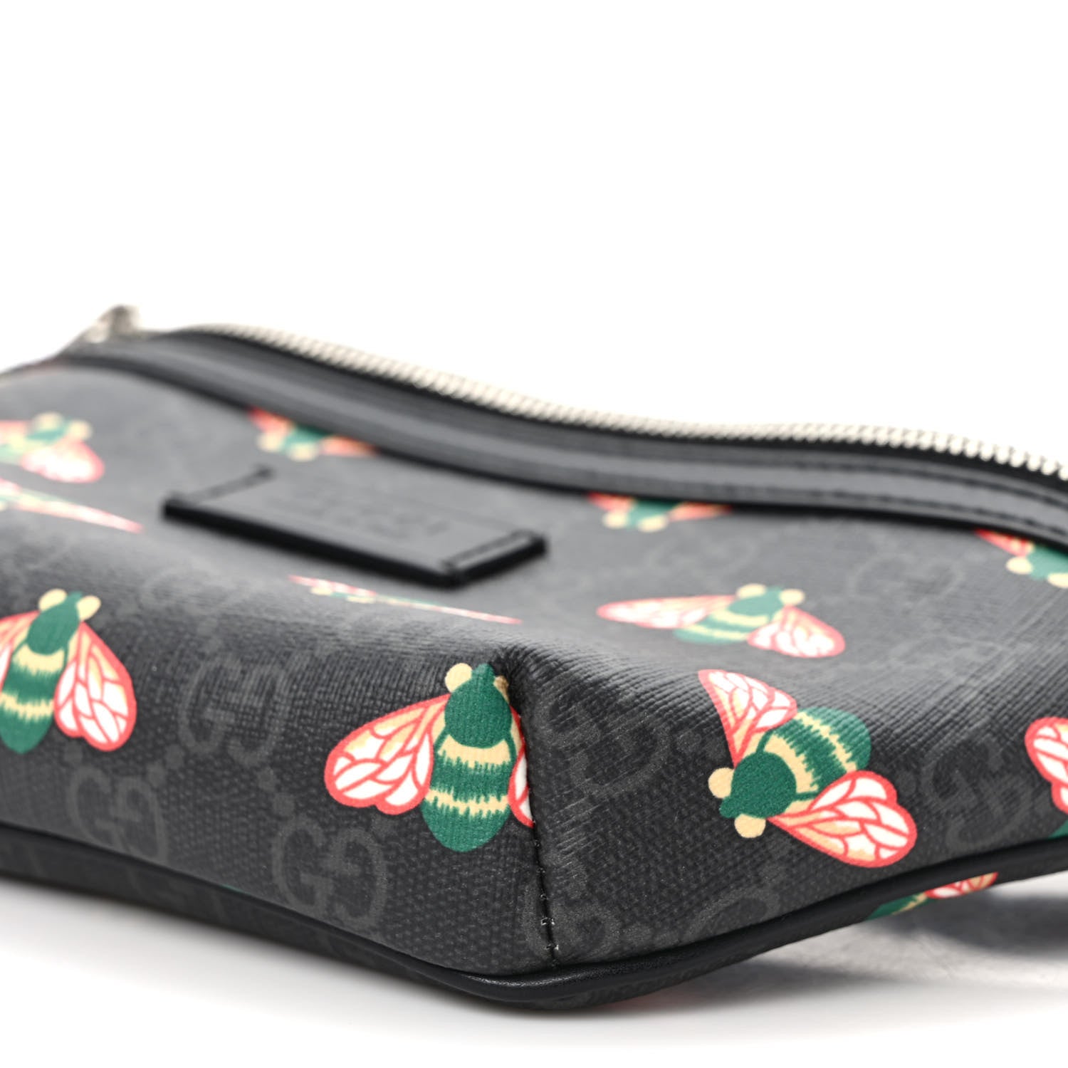 Gucci GG Supreme Monogram Bee Multicolor Appia Calfskin Belt Bag Black Multicolor 9 of 9