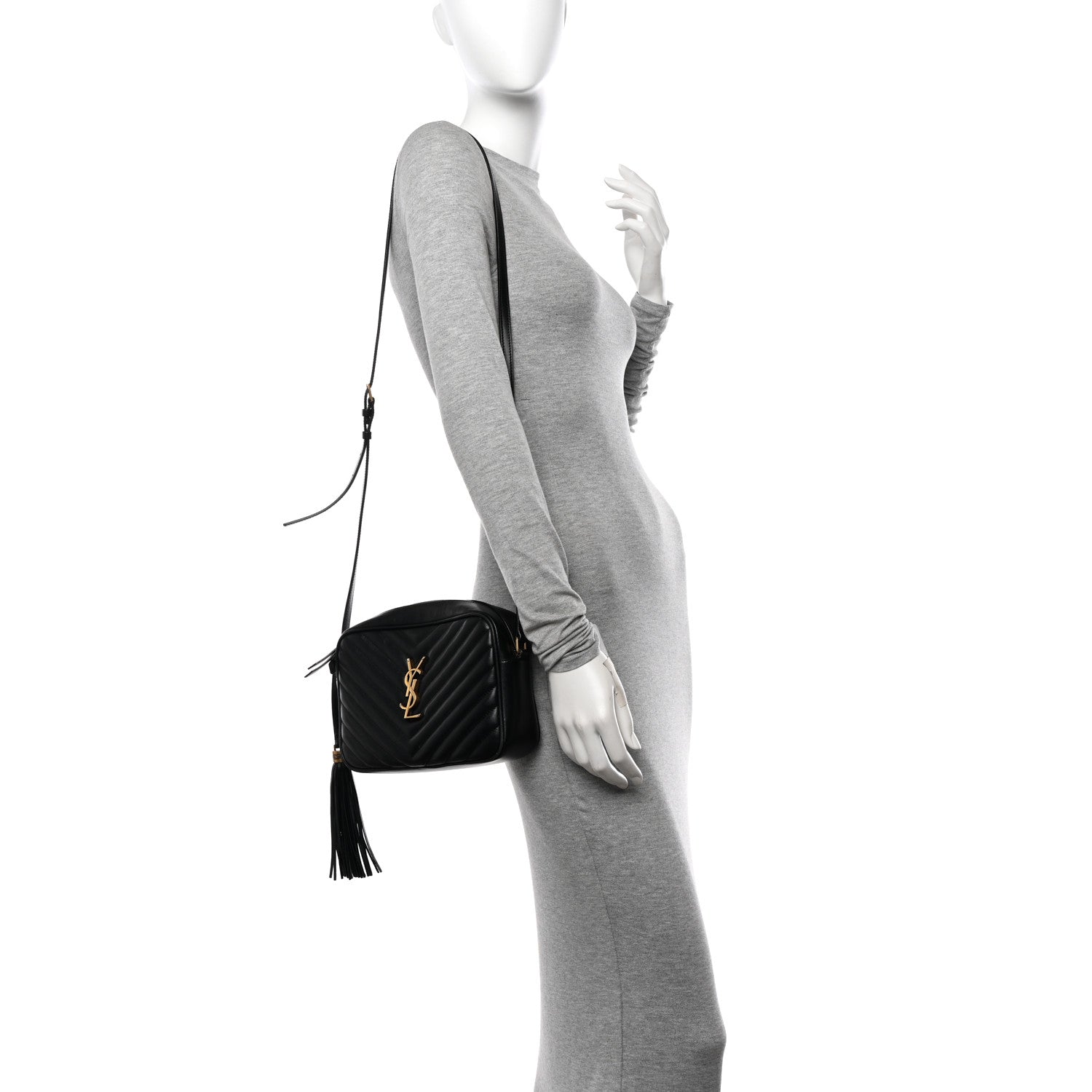 Saint Laurent Calfskin Matelasse Monogram Lou Camera Bag Black 2 of 14