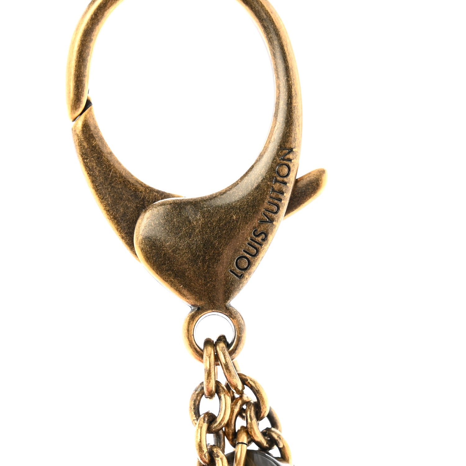 Louis Vuitton Antiqued Brass Resin Rock Flower Bag Charm 3 of 4