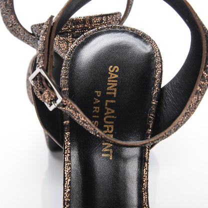 Saint Laurent Metallic Calfskin Crocodile Embossed Bianca 105 Platform Sandals 38 Bronze 6 of 7