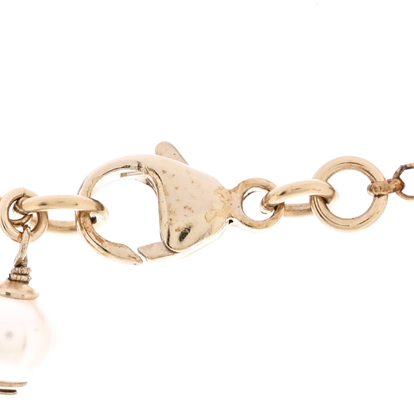 Crystal Pearl CC Pendant Necklace Gold Pink