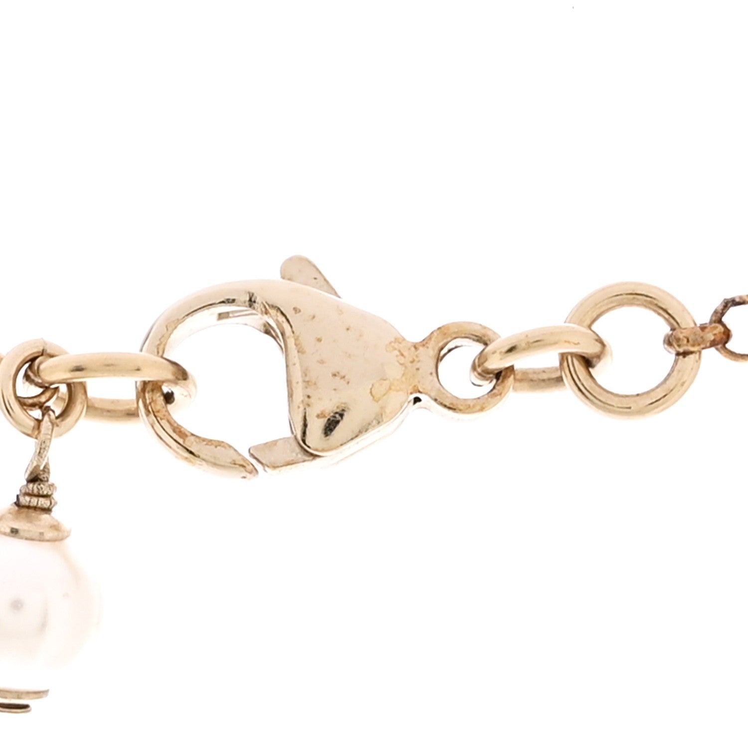 Chanel Crystal Pearl CC Pendant Necklace Gold Pink 5 of 7