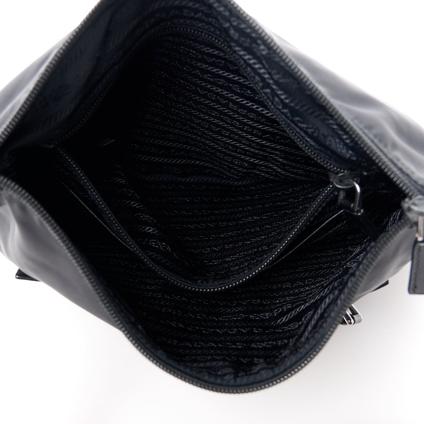 Tessuto Nylon Saffiano Flat Messenger Bag Black