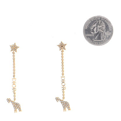Christian Dior Crystal Diorable Giraffe Logo Drop Earrings Gold 2 of 4