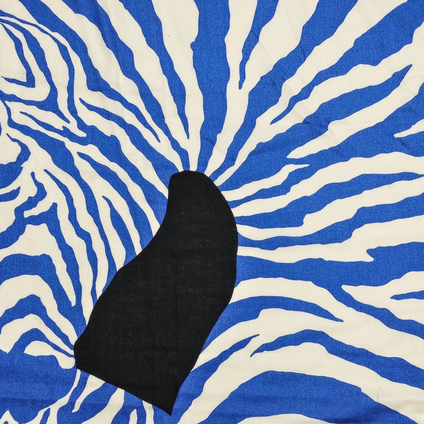 Cashmere Silk Zebra Pegasus Shawl GM 140 Caban Turquoise Bleu Klein