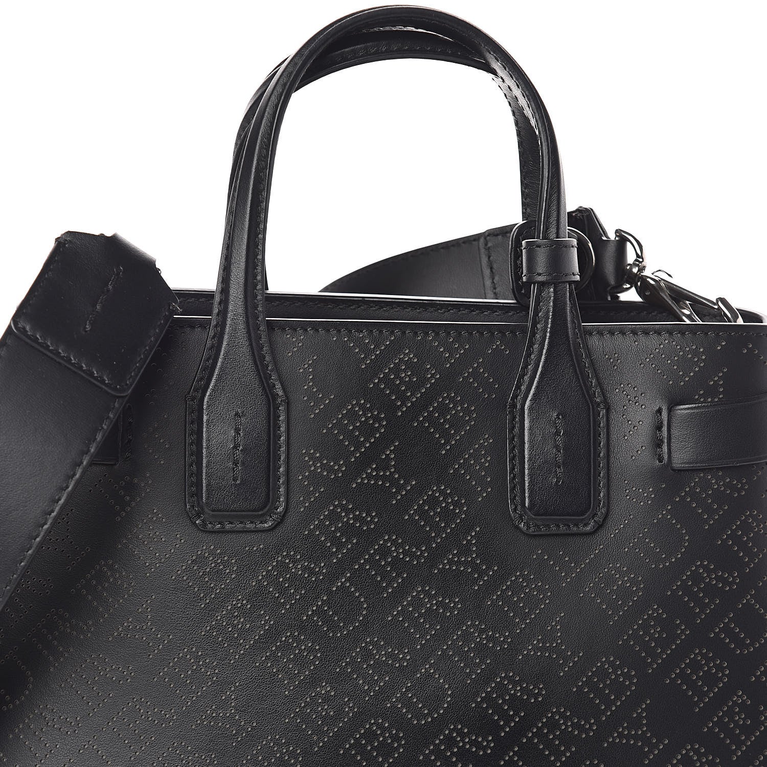 Burberry Calfskin Perforated Small Banner Tote Black 7 of 9