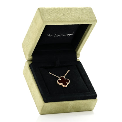 Van Cleef & Arpels 18K Yellow Gold Carnelian Vintage Alhambra Pendant Necklace 6 of 6