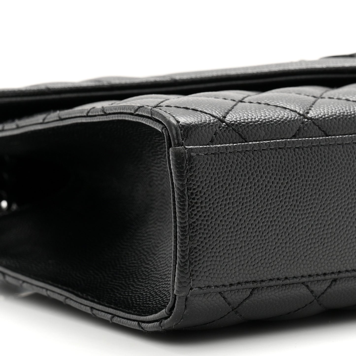 Grain De Poudre Textured Mixed Matelasse Triquilt Medium Monogram Monochrome Satchel Black