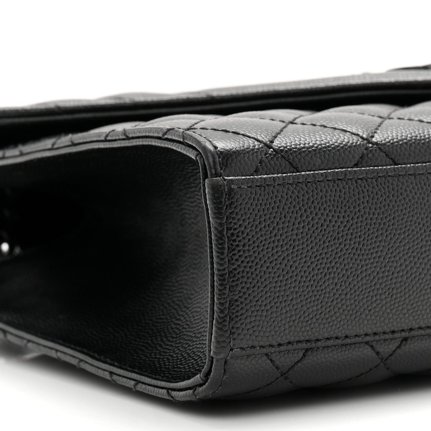 Saint Laurent Grain De Poudre Textured Mixed Matelasse Triquilt Medium Monogram Monochrome Satchel Black 9 of 10