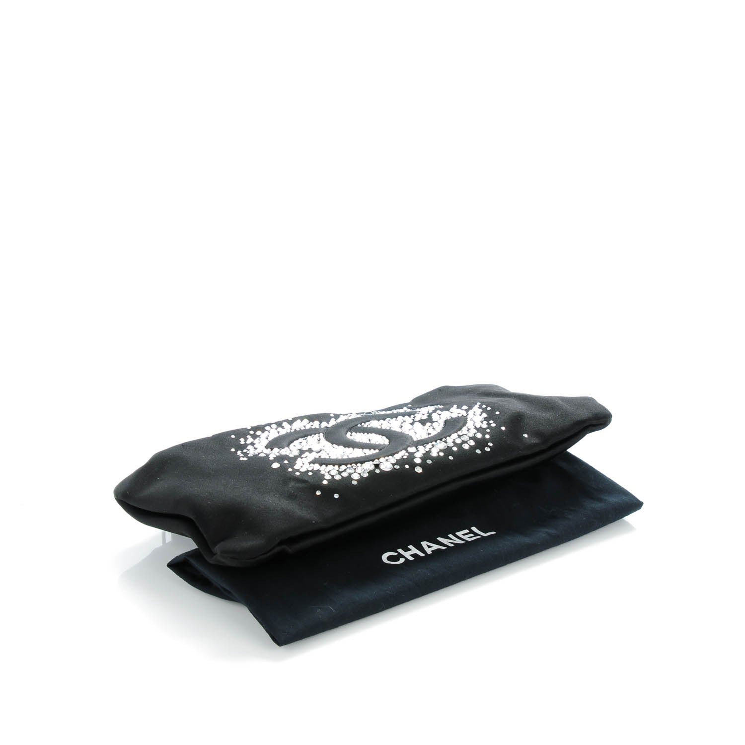 Chanel Satin Diamante Evening Clutch Bag Black 4 of 7