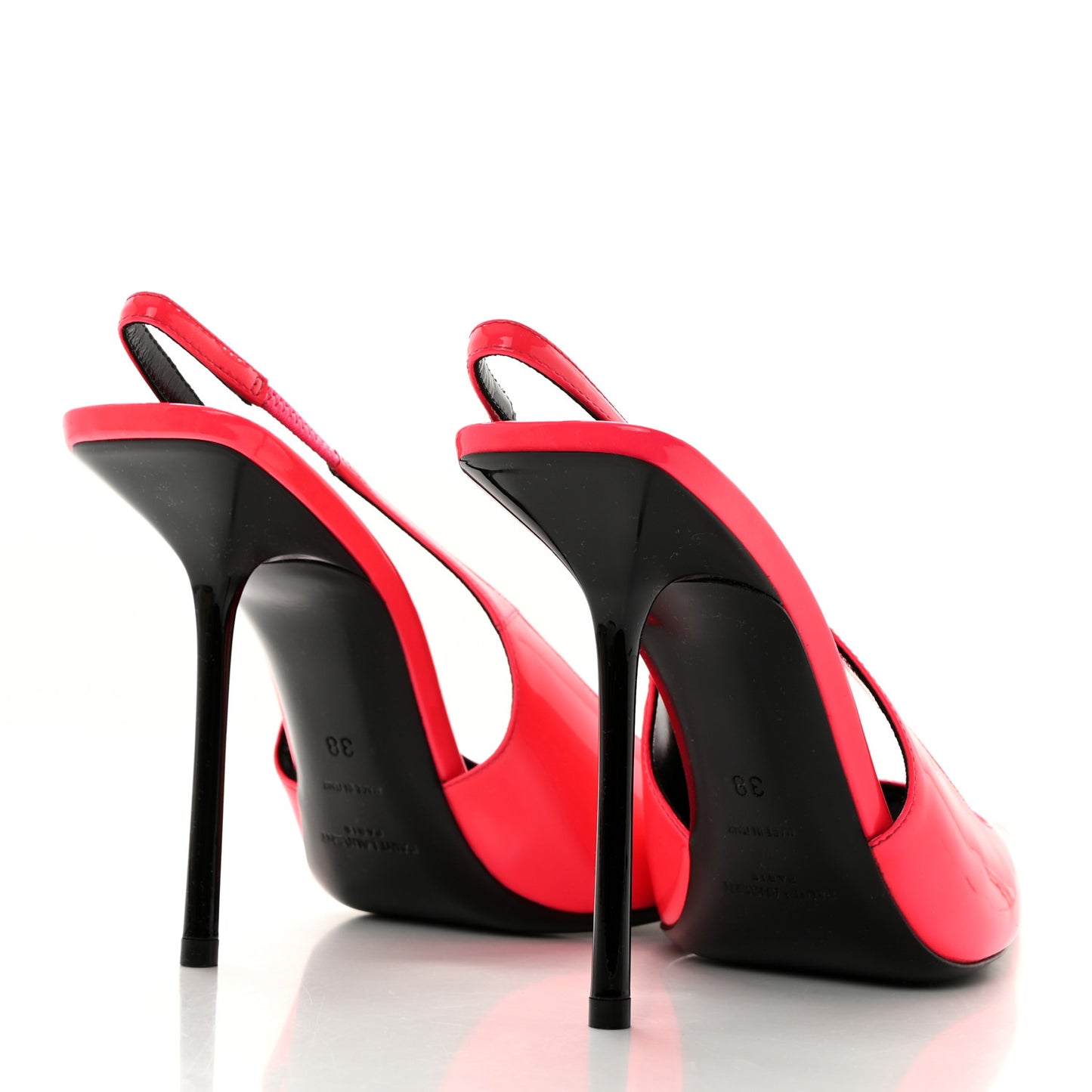 Patent Calfskin Paloma 105 Slingback Pumps 38 Highlighter Coral