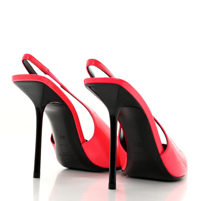 Saint Laurent Patent Calfskin Paloma 105 Slingback Pumps 38 Highlighter Coral 4 of 9