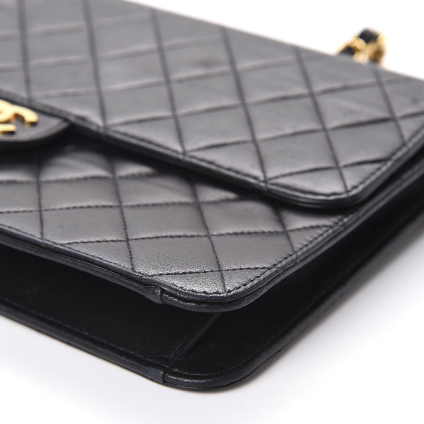 Lambskin Quilted Medium Single Flap Black