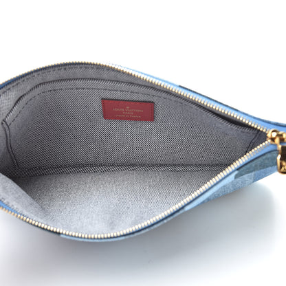 Louis Vuitton Denim Damier Monogram Patchwork Neverfull MM Pochette Blue Rouge 5 of 7