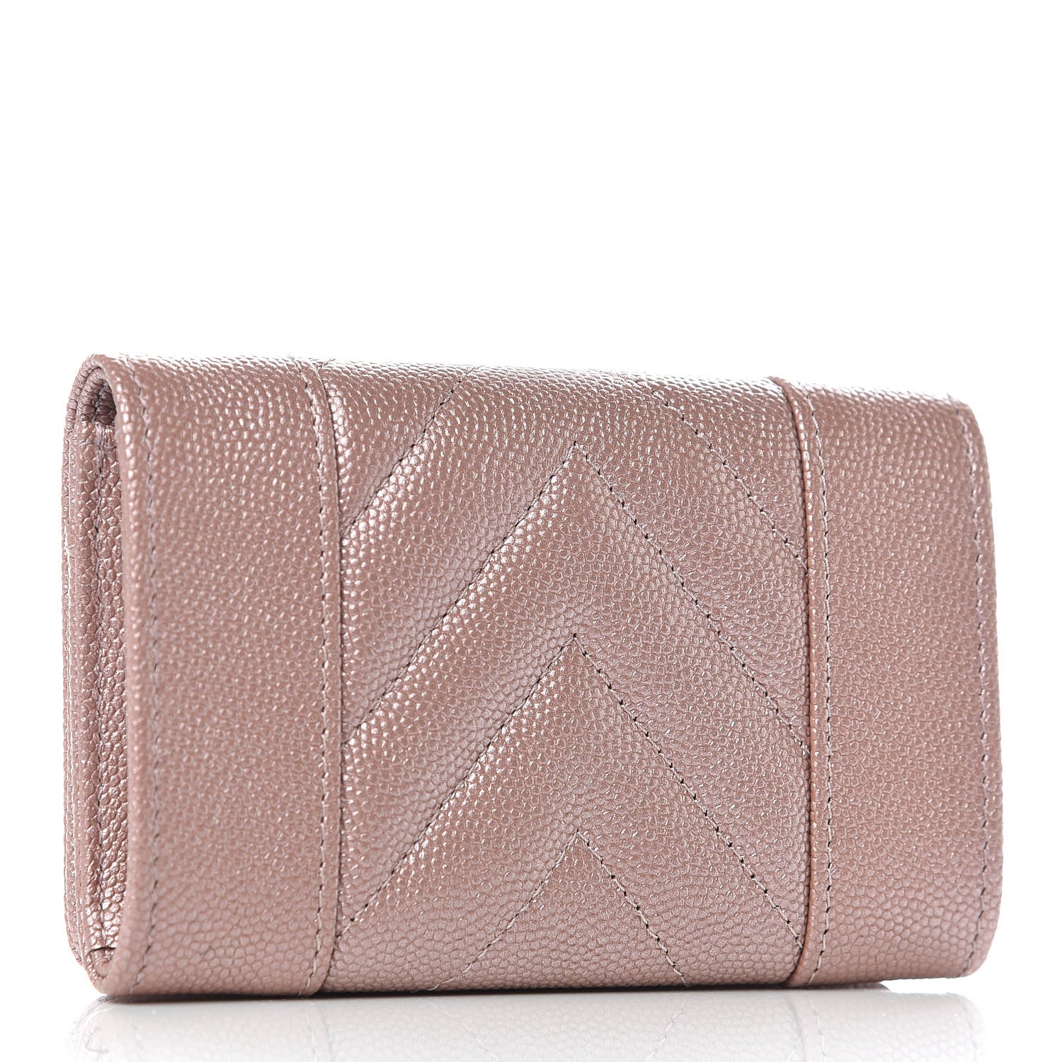 Chanel Metallic Caviar Chevron Quilted Vintage Mademoiselle Card Holder Pink 3 of 9