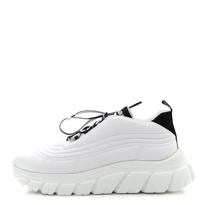 Prada Re-Nylon Gabardine Rubber Logo Quilted Womens 50mm Low Top Sneakers 38.5 White Black 1 of 9
