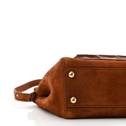 Fendi Chamois Karung Shiny Nappa Mini Pocket Peekaboo Iconic Satchel Cuoio Caramello 9 of 10