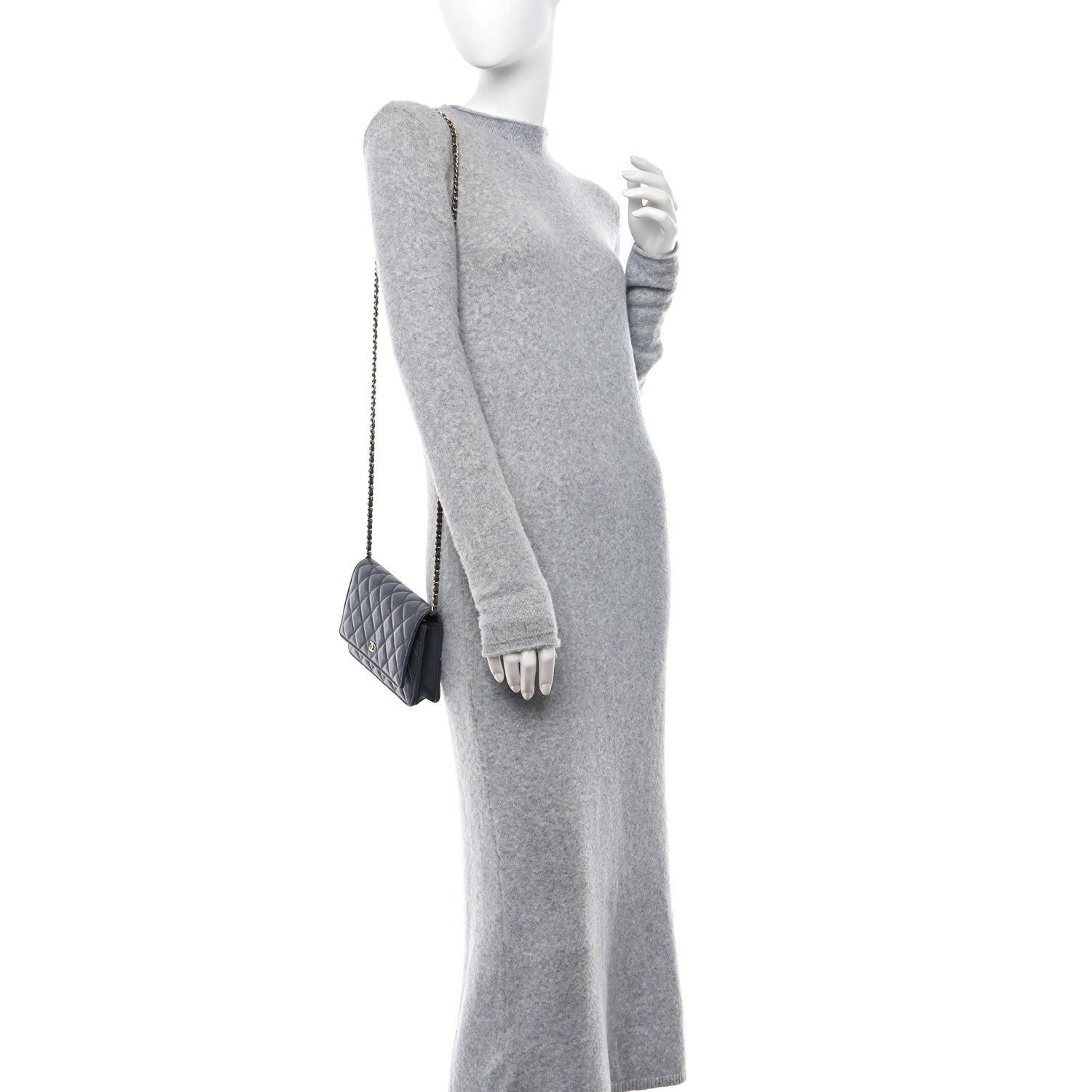 Chanel Caviar Quilted Wallet On Chain WOC Grey 2 of 12