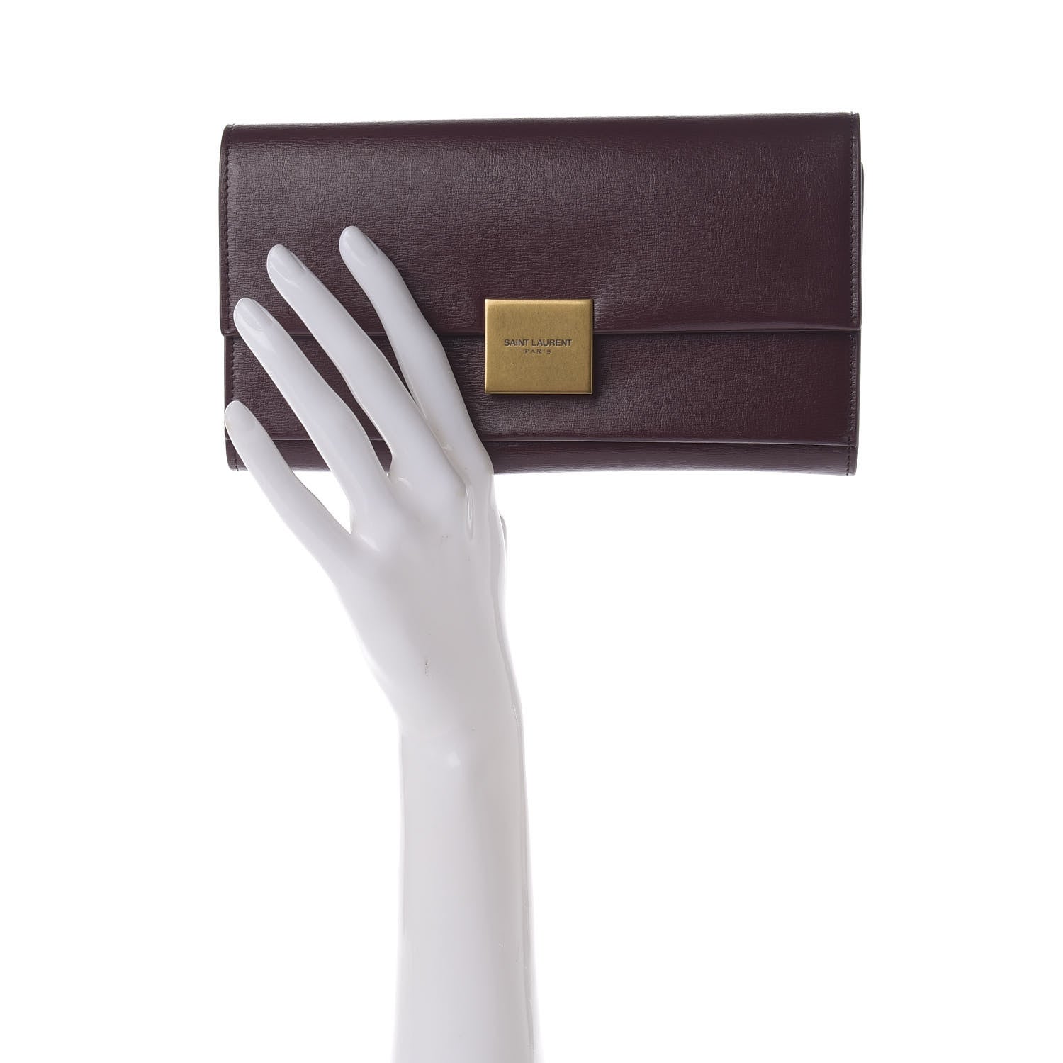 Saint Laurent Calfskin Bellechasse Flap Clutch Burgundy 2 of 8