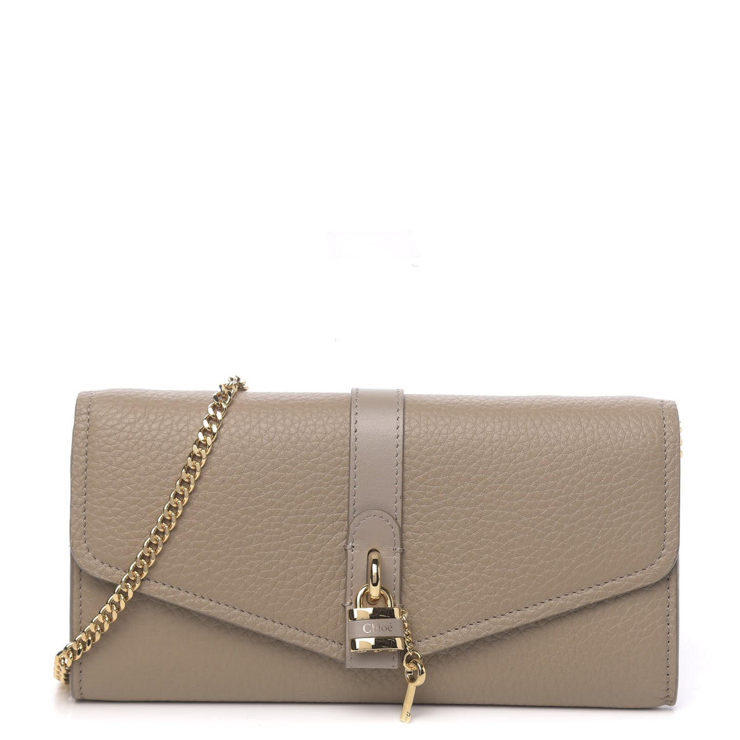 Grained Calfskin Aby Chain Wallet Motty Grey