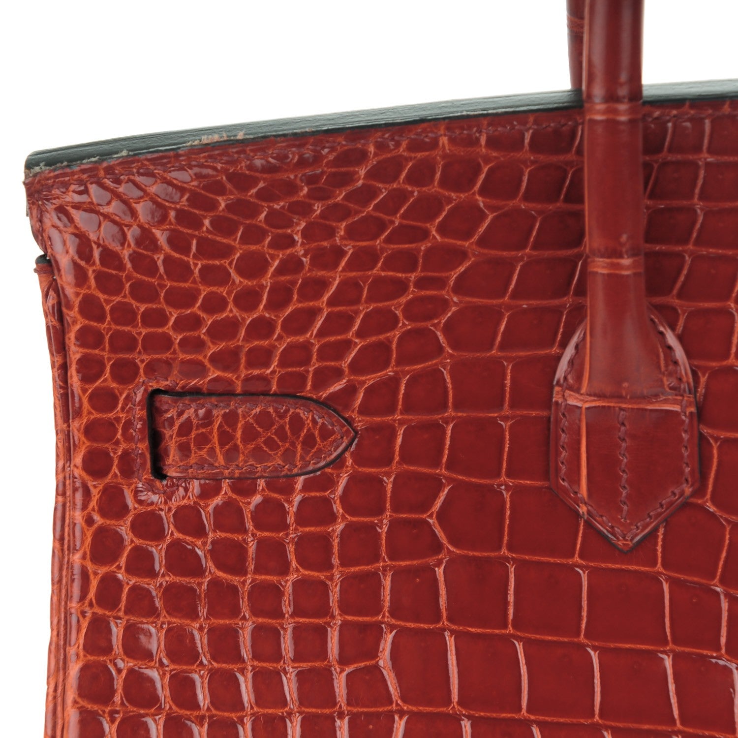 Hermes Shiny Porosus Crocodile Horseshoe Birkin 35 Rouge H Graphite 19 of 24