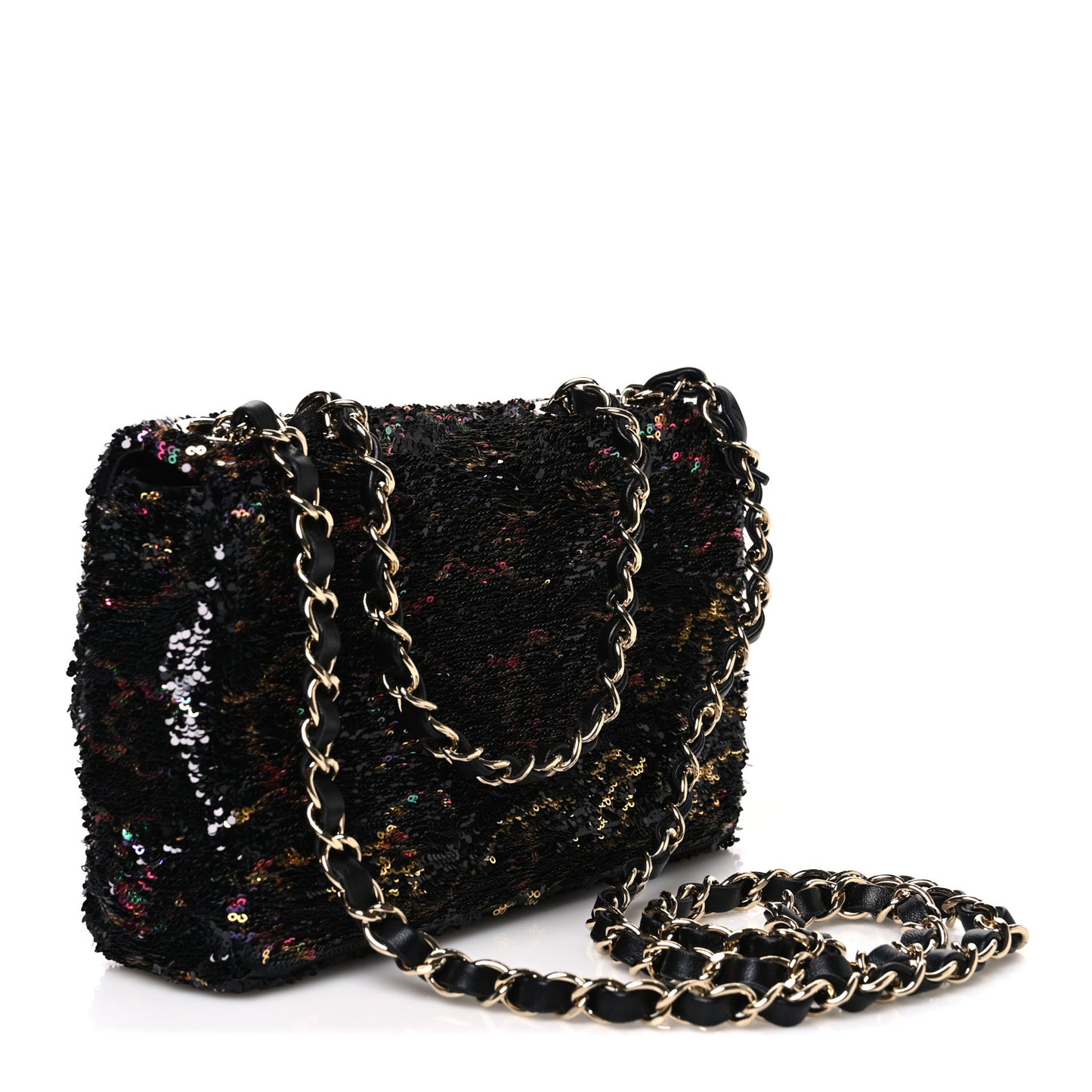 Sequin CC Small Single Flap Black Multicolor