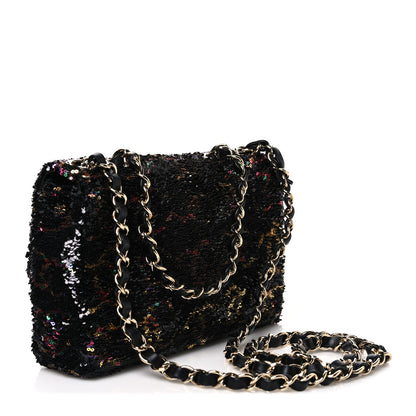 Chanel Sequin CC Small Single Flap Black Multicolor 3 of 10