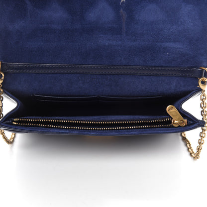 Christian Dior Lambskin Cannage Dioraddict Wallet on Chain Clutch Navy 5 of 11