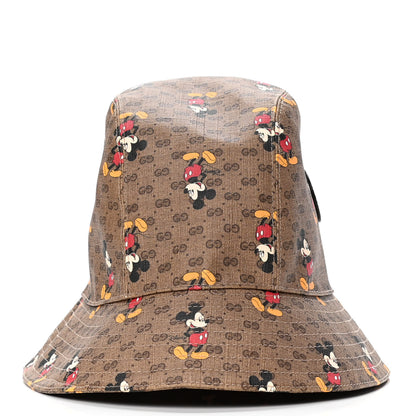 Gucci X DISNEY Mini Vintage GG Supreme Monogram Mickey Mouse Trent Bucket Hat L Beige Ebony Yellow 2 of 4
