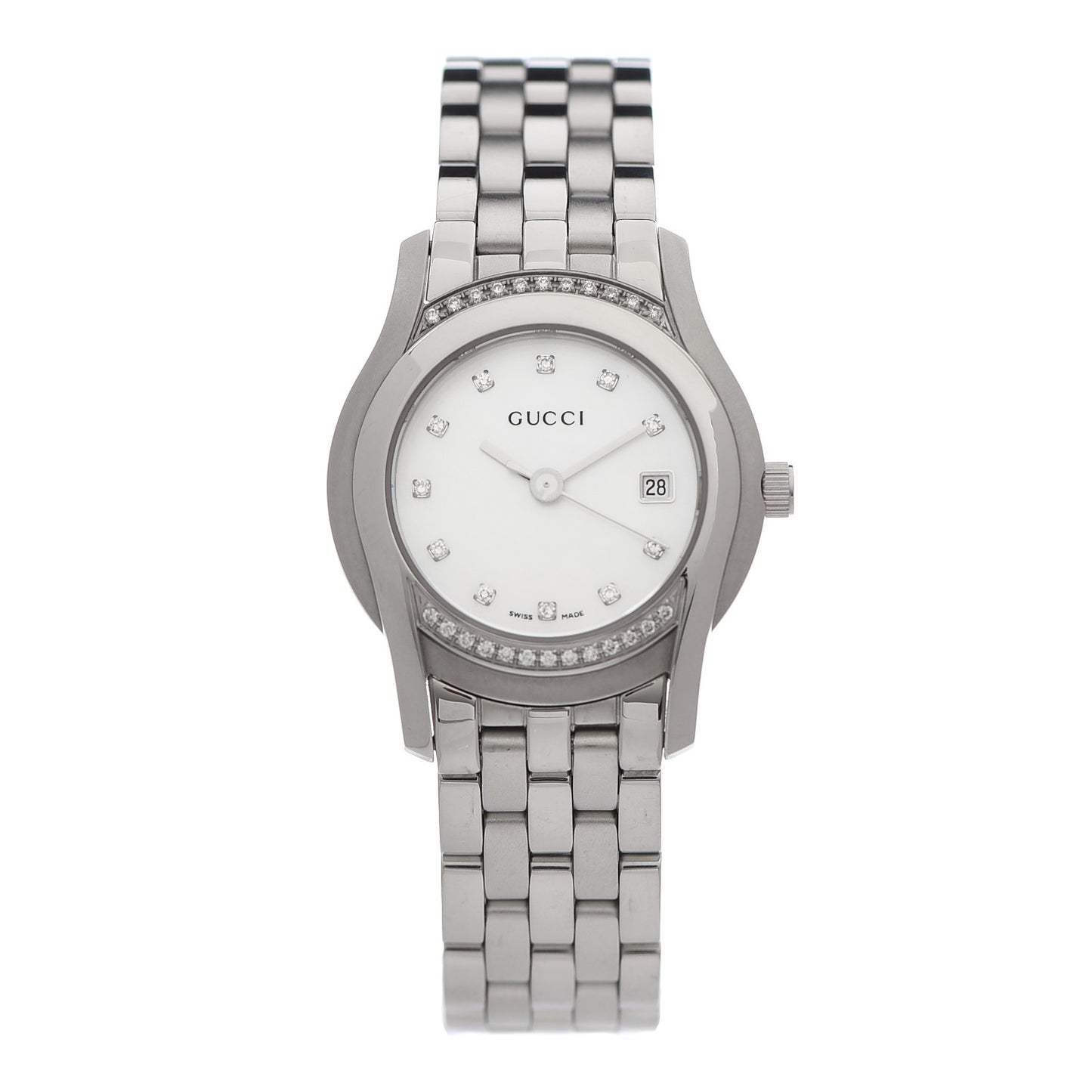 Stainless Steel Diamond Bezel Mother of Pearl 27mm 5500L Quartz Watch