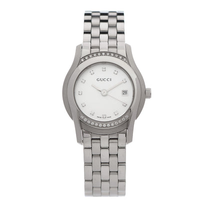Gucci Stainless Steel Diamond Bezel Mother of Pearl 27mm 5500L Quartz Watch 1 of 5