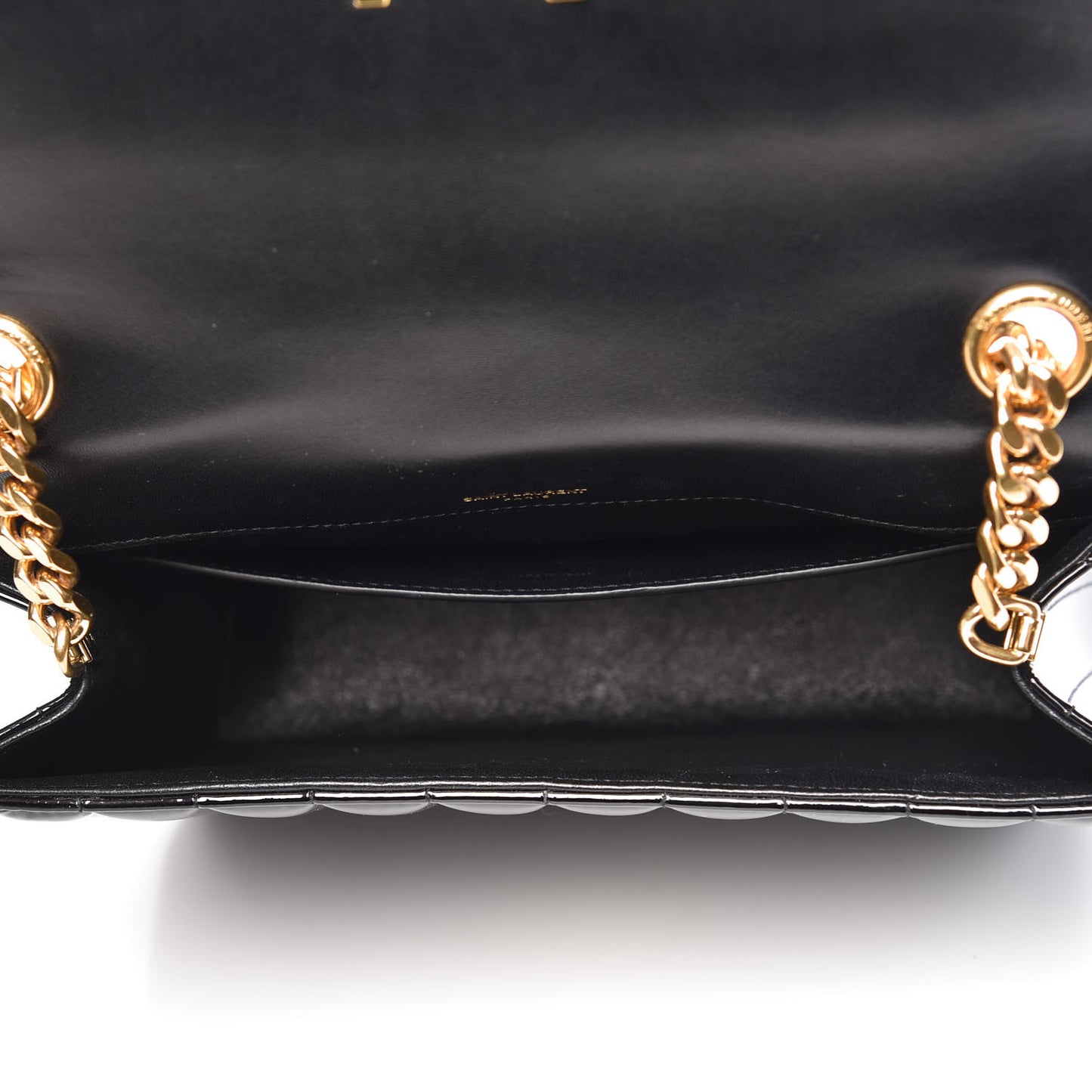 Patent Matelasse Monogram Large Vicky Chain Bag Black