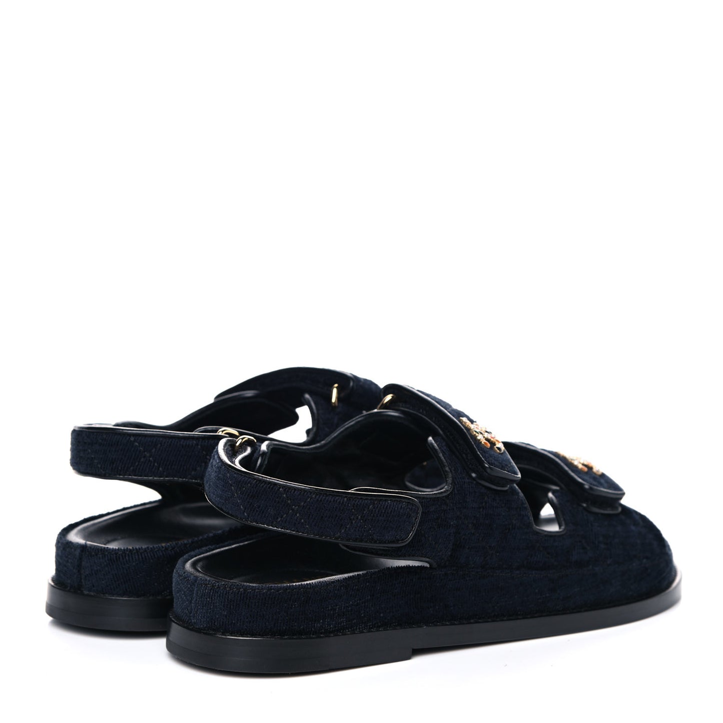 Velvet Velcro Dad Sandals 37.5 Navy Blue