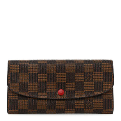 Louis Vuitton Damier Ebene Emilie Wallet Red 1 of 7