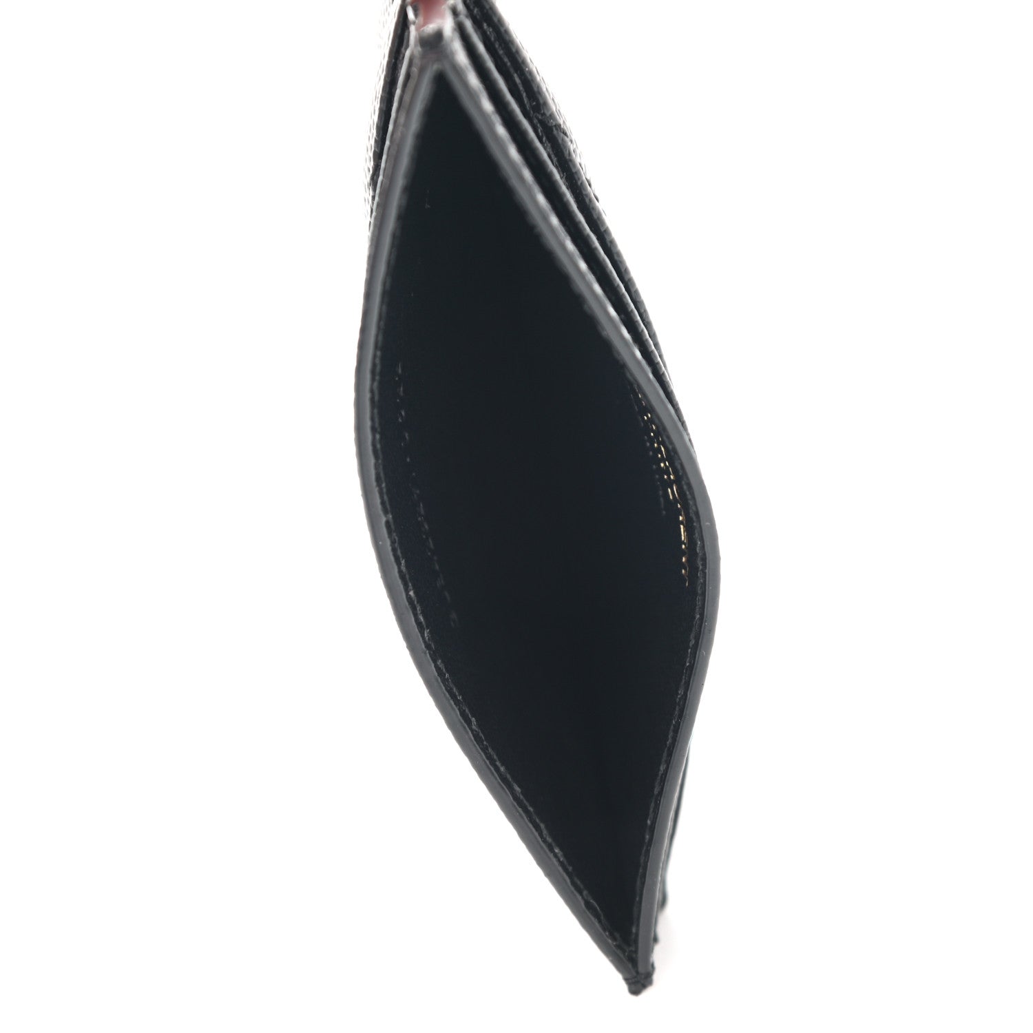Saint Laurent Grain De Poudre Matelasse Chevron Monogram Credit Card Case Black 5 of 8