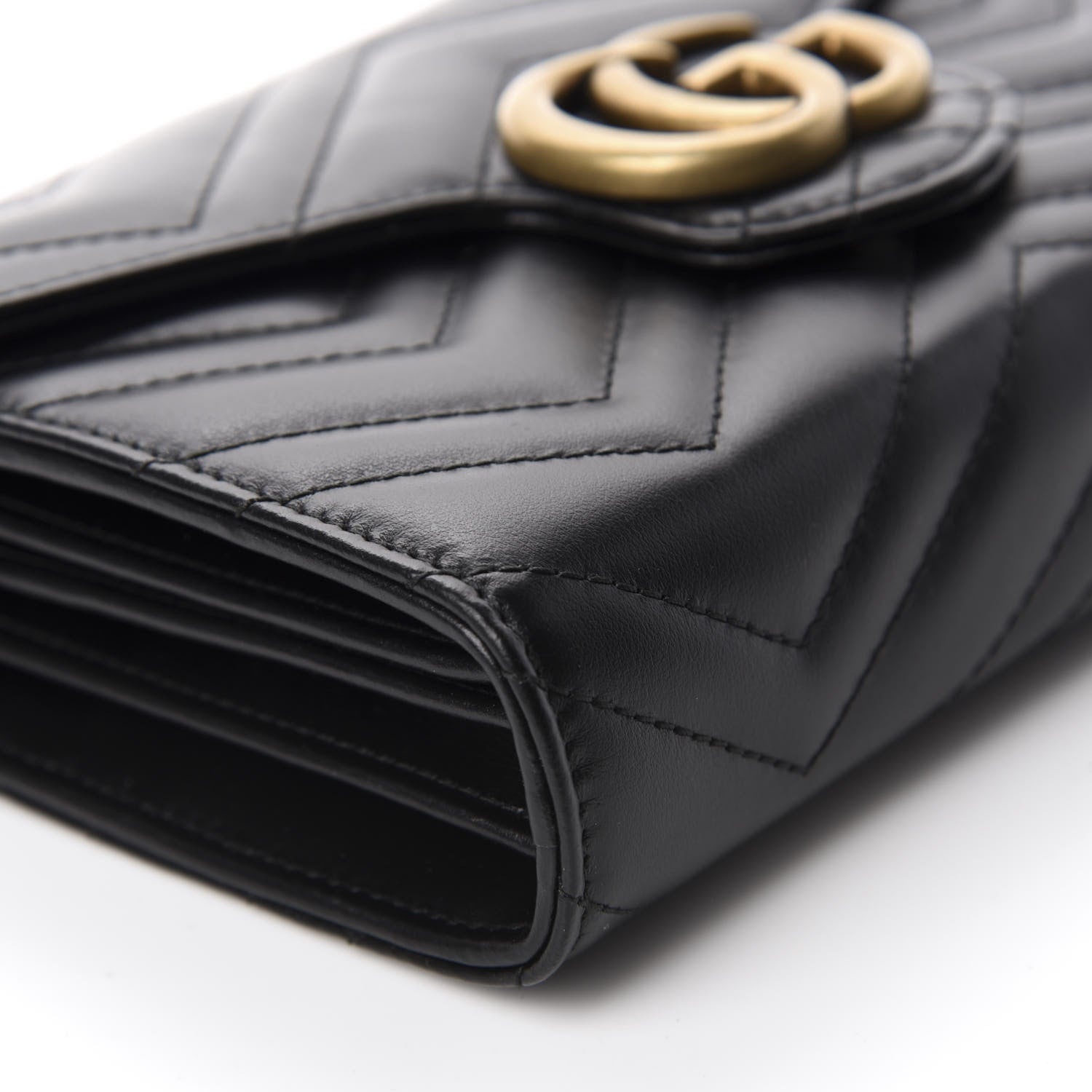 Gucci Calfskin Matelasse GG Marmont Chain Wallet Black 6 of 11