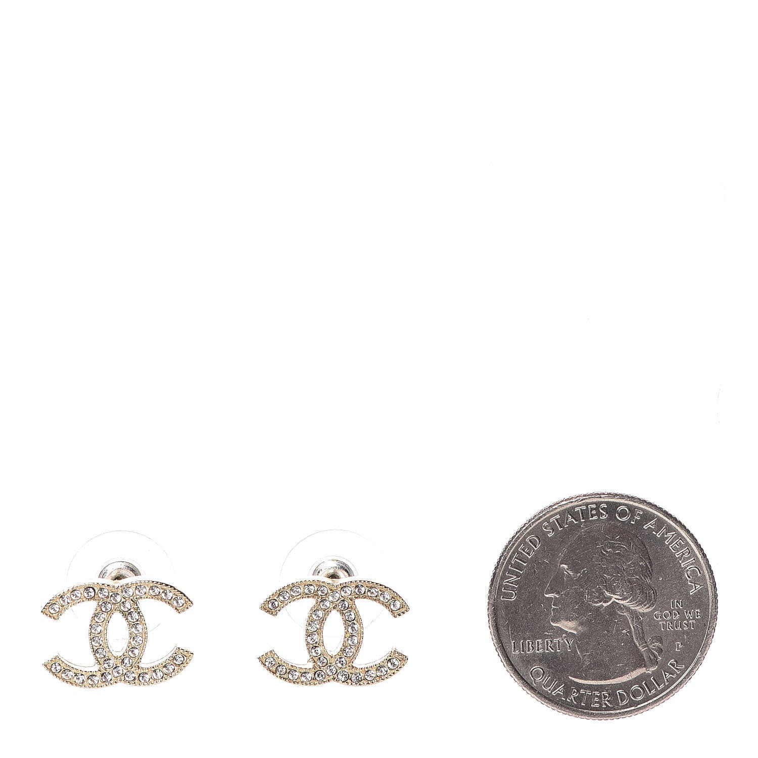 Chanel Crystal CC Earrings Light Gold 2 of 6