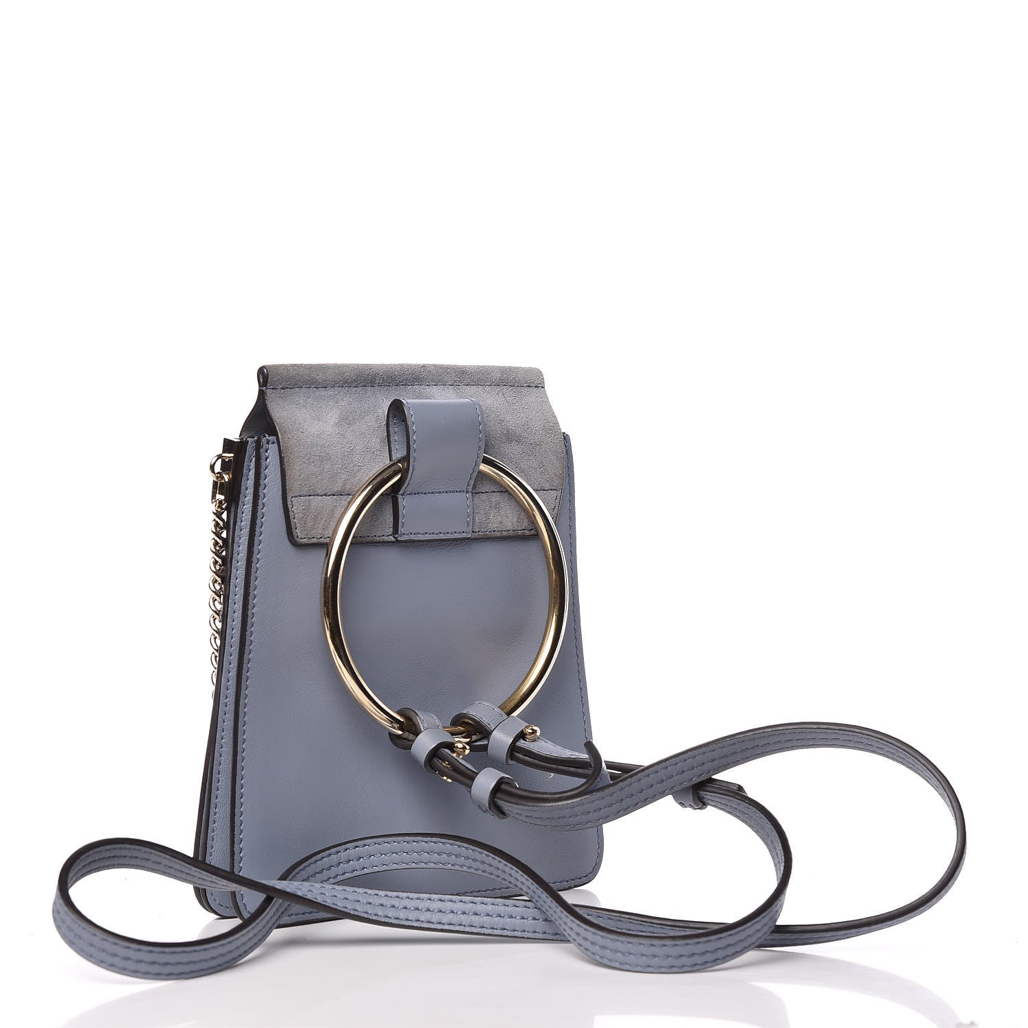 Chloe Suede Calfskin Mini Faye Bracelet Bag Washed Blue 3 of 14