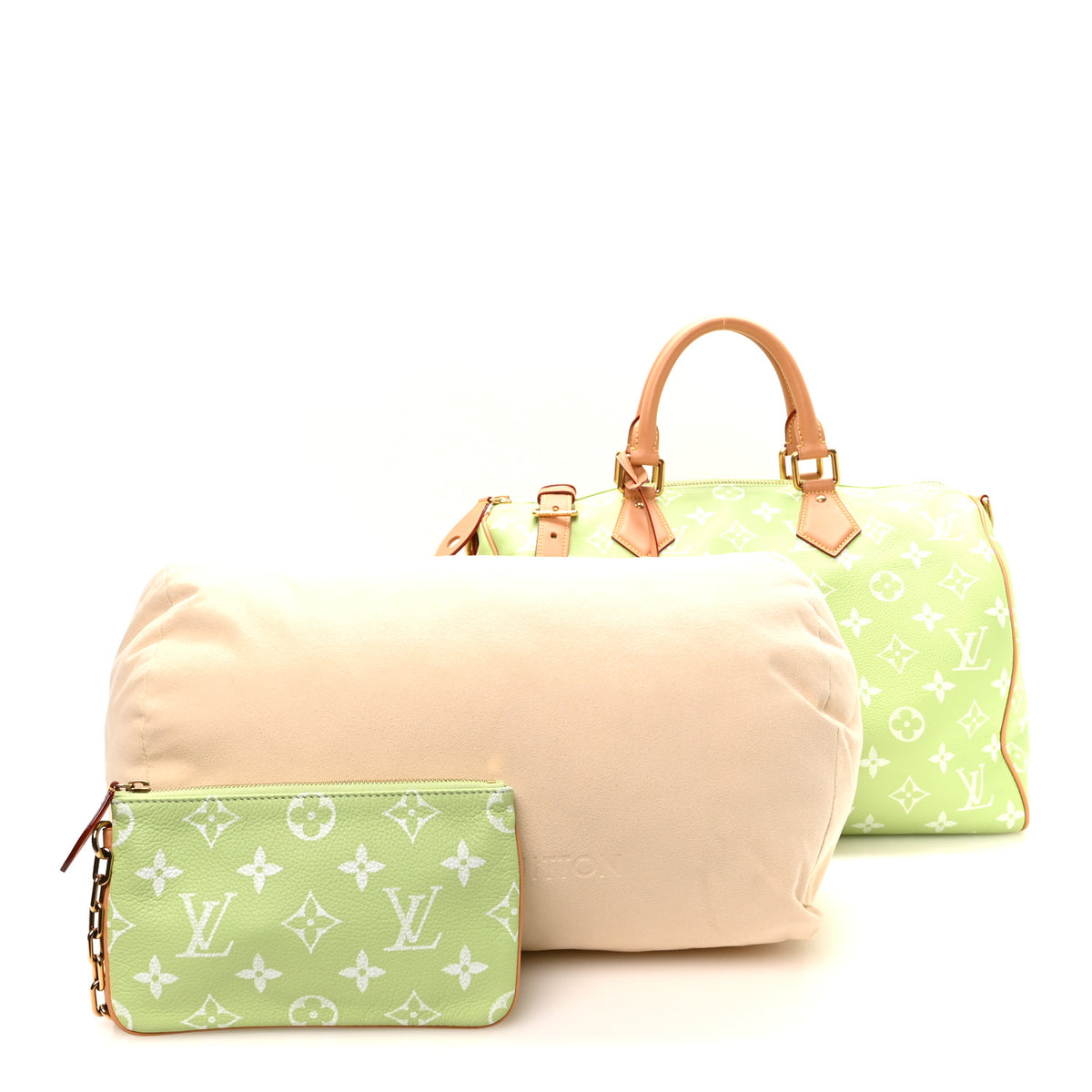 Louis Vuitton Calfskin Monogram Speedy P9 Bandouliere 40 Frozen Lime 2 of 11
