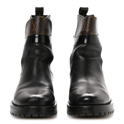 Louis Vuitton Calfskin Monogram Discovery Flat Ankle Boots 38 Black 3 of 9