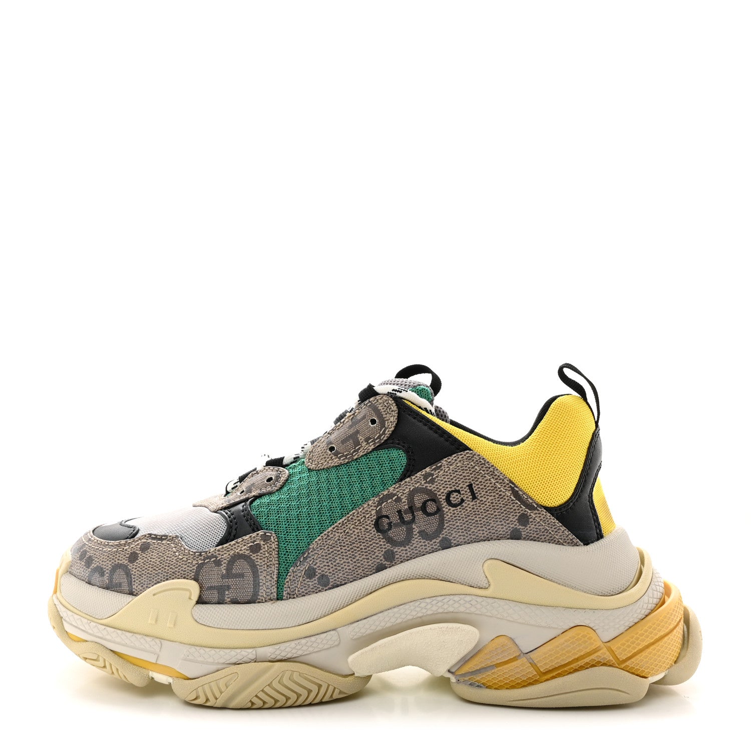 Balenciaga X GUCCI Maxi GG Supreme Monogram Mens Triple S Sneakers 40 Beige Ebony Black Green 1 of 9