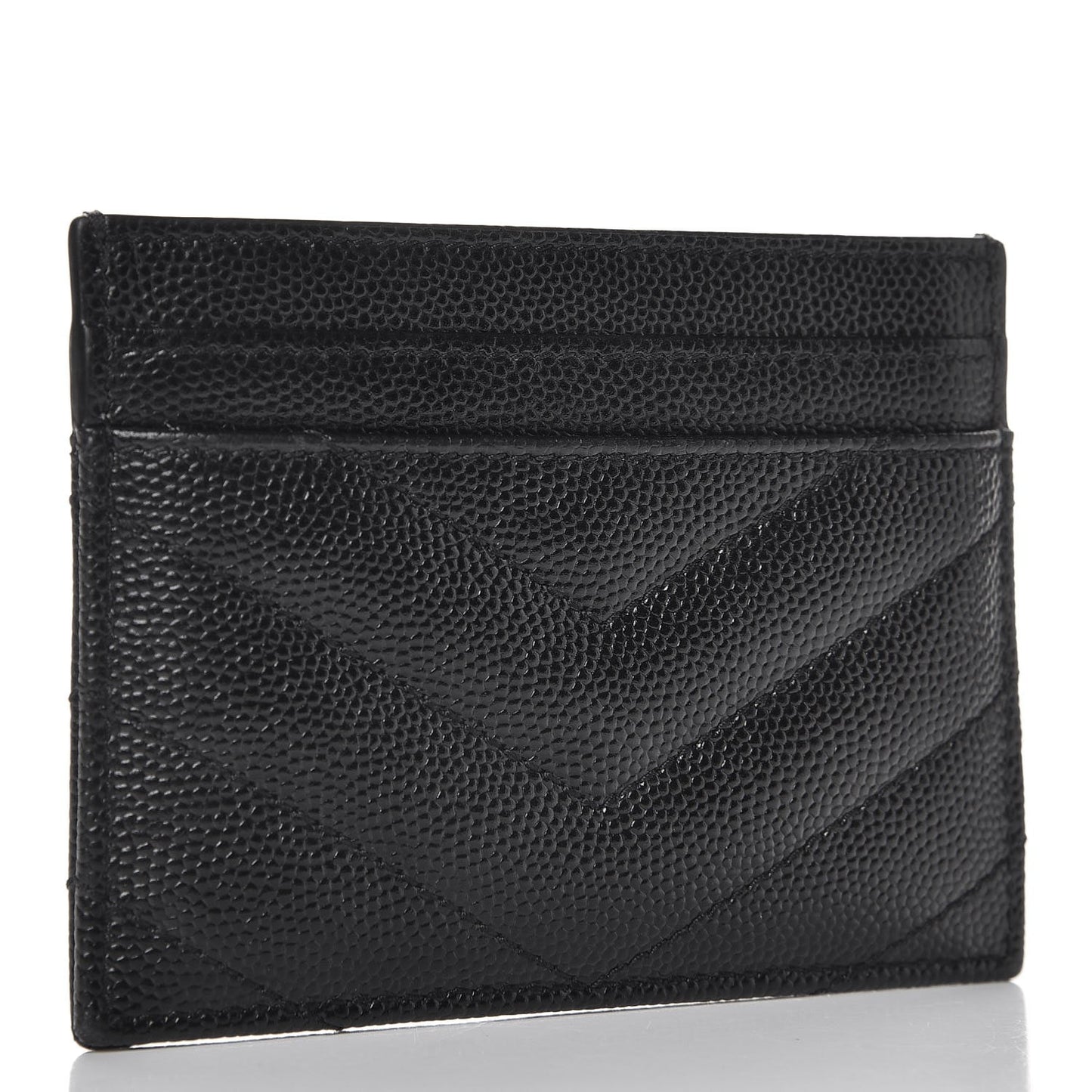 Grain De Poudre Matelasse Chevron Monogram Credit Card Case Black