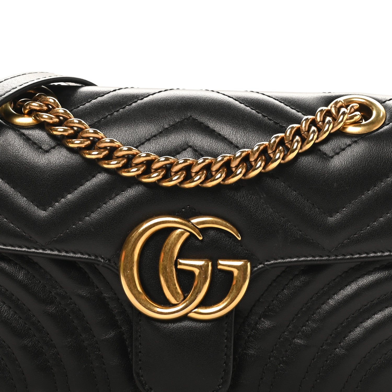Gucci Calfskin Matelasse Mini GG Marmont Shoulder Bag Black 8 of 11