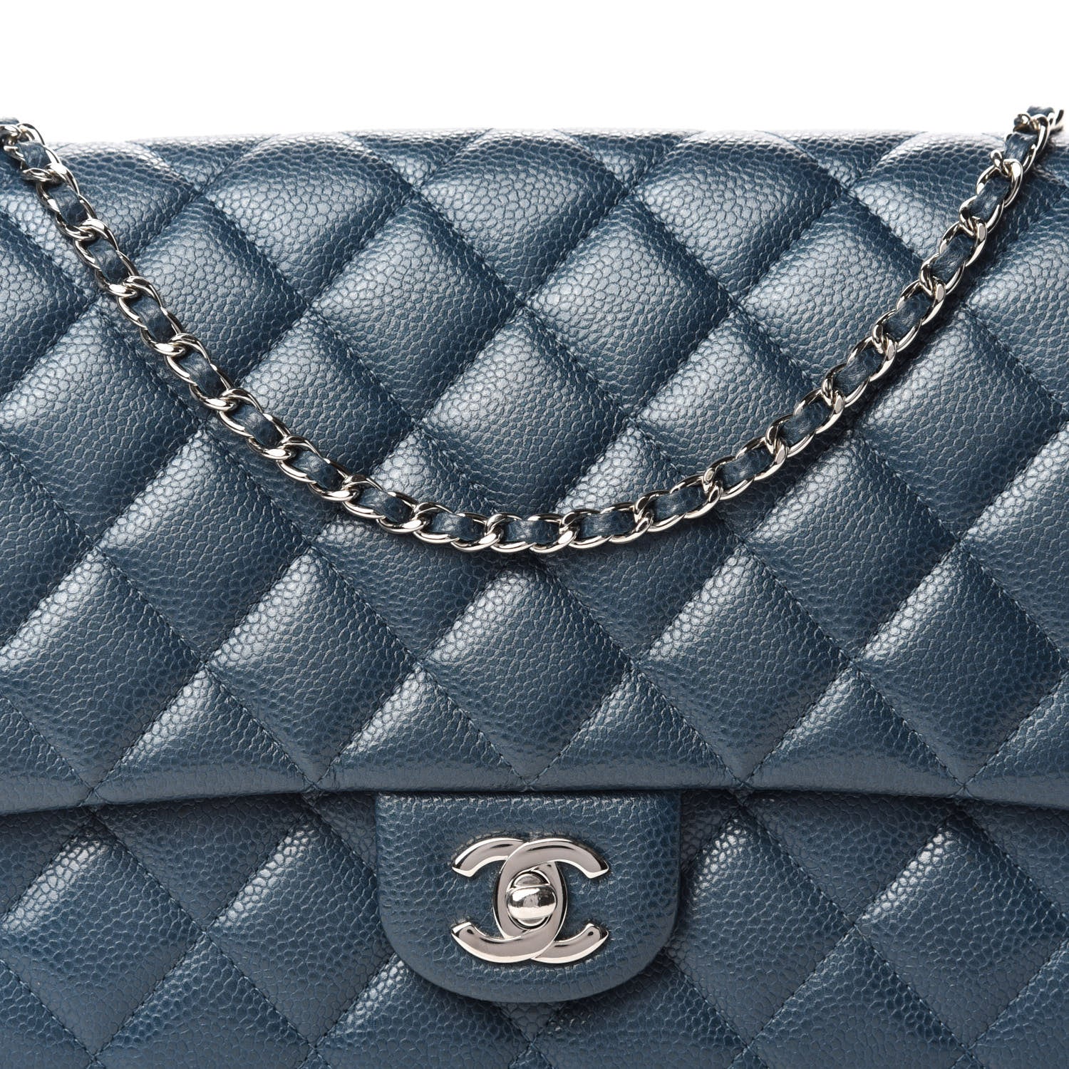 Chanel Caviar Quilted Clutch With Chain Flap Blue 10 of 11