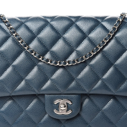 Chanel Caviar Quilted Clutch With Chain Flap Blue 10 of 11