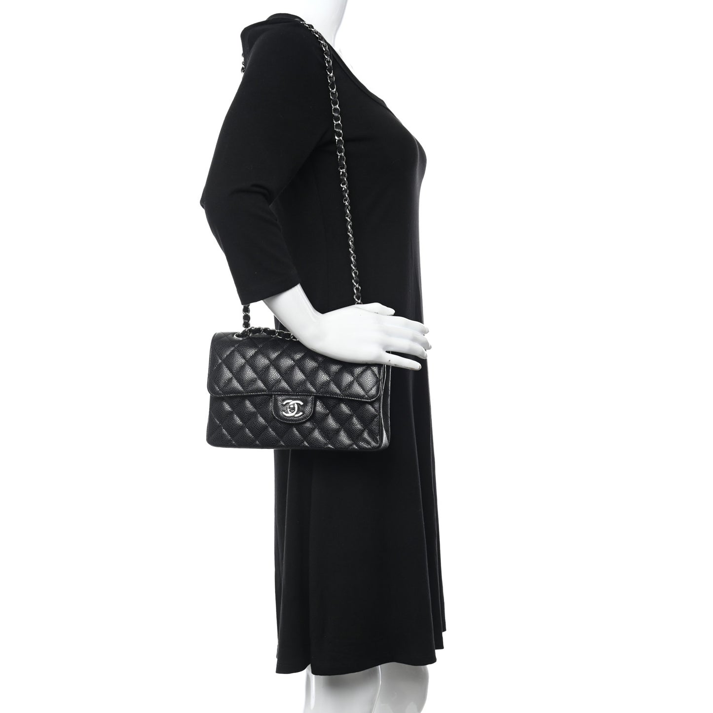Caviar Quilted Small Double Flap Black